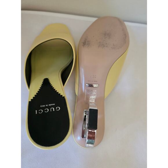 Gucci Yellow Leather Slide GG Logo Heels Size 39.5 - Picture 16 of 16